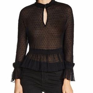Maje Women's Black Laurine Ruffled Lace Top. B3a